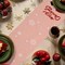 Linen Pink Table Runner, Seasonal Winter Holiday Kitchen Dining Table Decoration for Indoor Outdoor Home Party Christmas Table Runner Decor 13x120 Inch